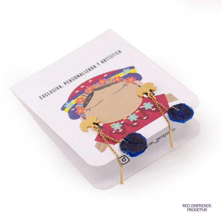 Aretes en forma de elefante con esfera azul