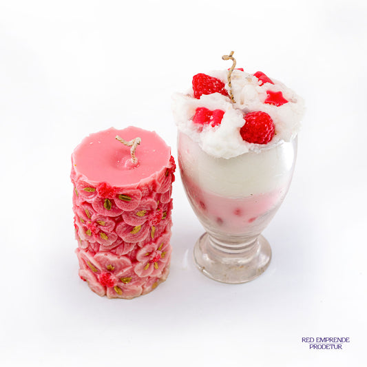 Juego de Velas Milkshake y Flores