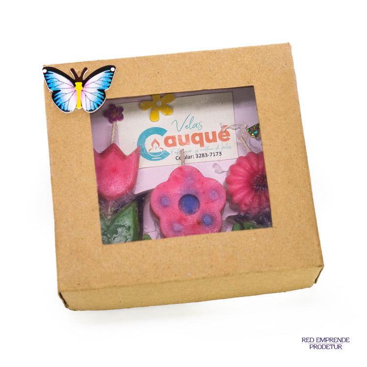 Juego de Velas de Flores
