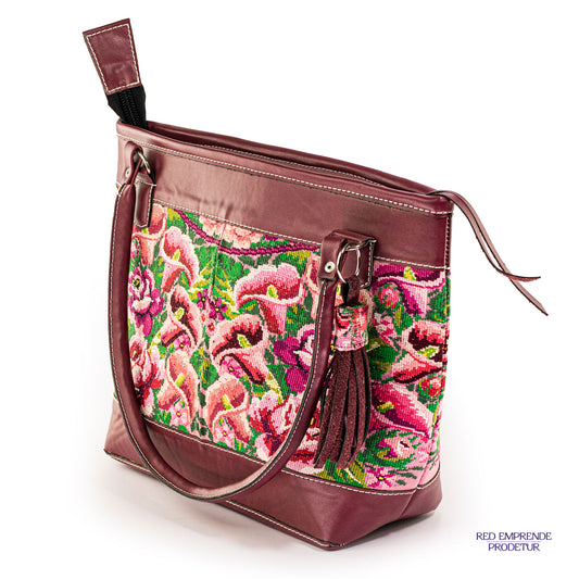 Bolsa Corinta con Teijdo Típico rosado y cartuchos