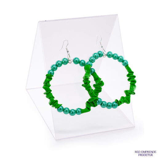 Aretes de argollas scrunchies verde