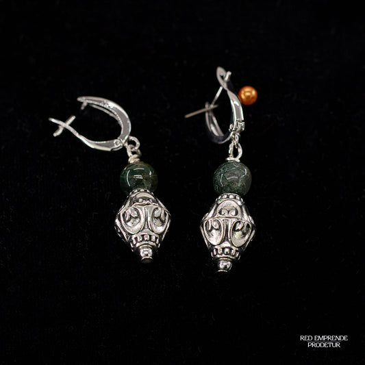 Juego de collar típico, jaspe y aretes