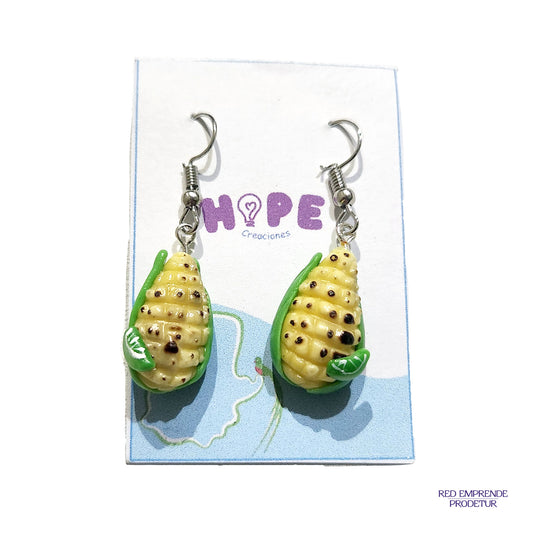 Aretes en forma de Elote Asado