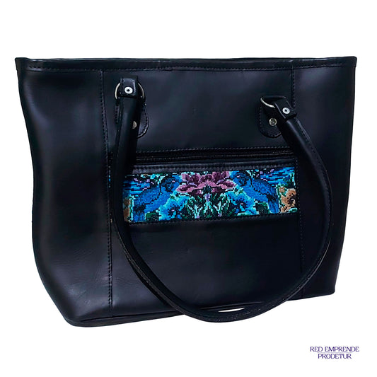 Bolsa Negra con bordado asimétrico