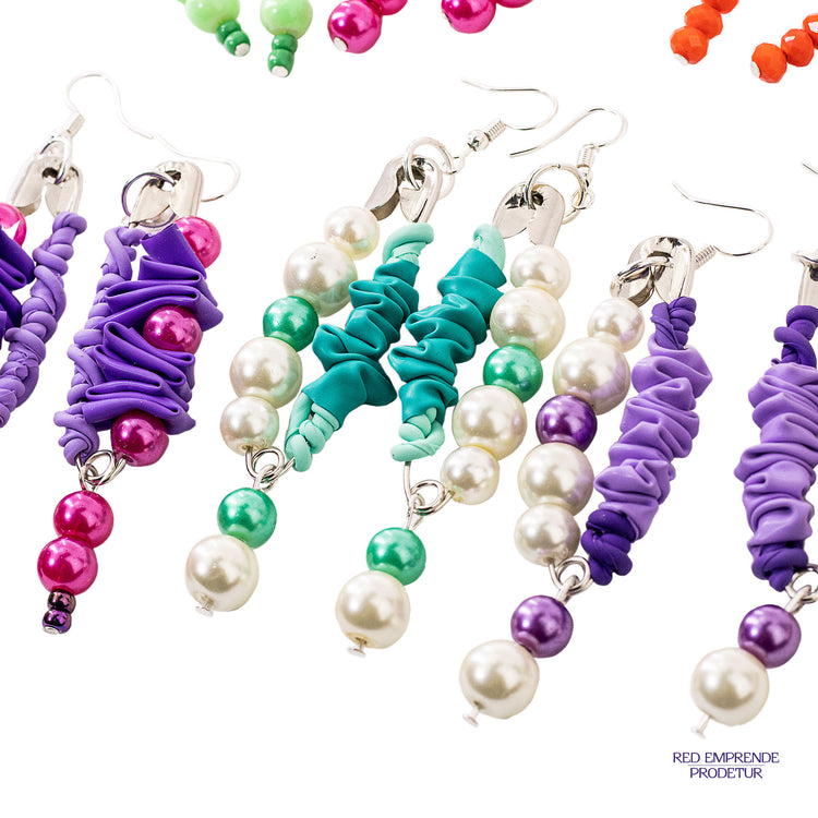 Aretes amarillo con fuscia