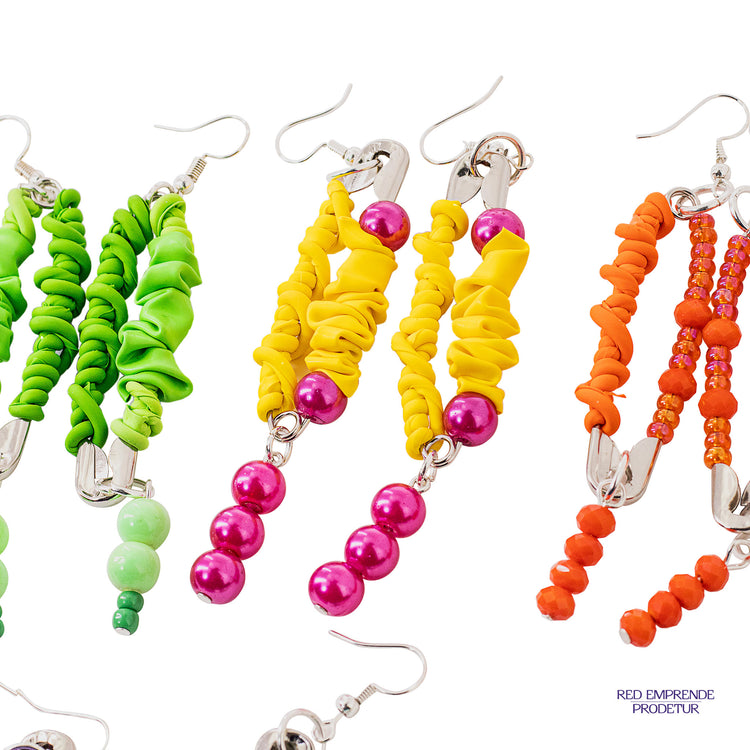 Aretes amarillo con fuscia