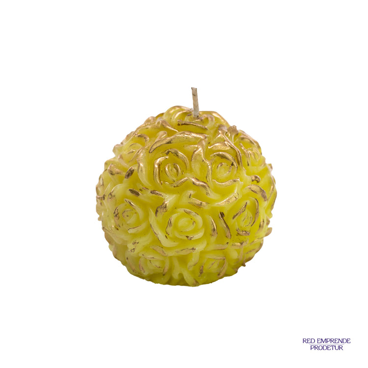 Juego de Velas de Flores Amarillas en esfera
