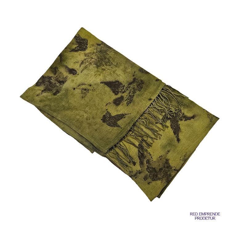 Pashmina teñida natural color verde oscuro