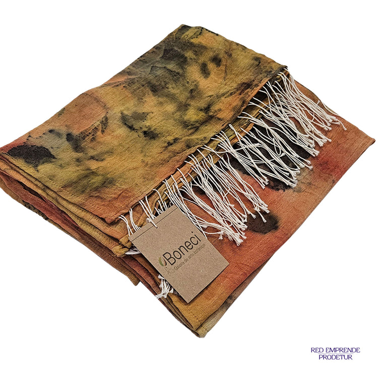 Pashmina teñida natural color naranja y amarillo