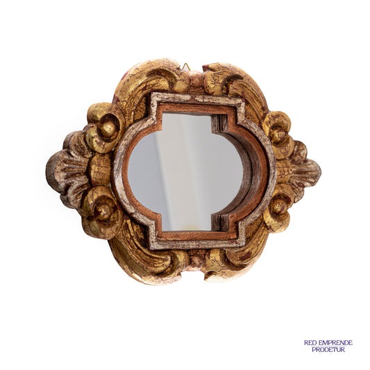 Espejo laminado con esquinas cuadradas, color café