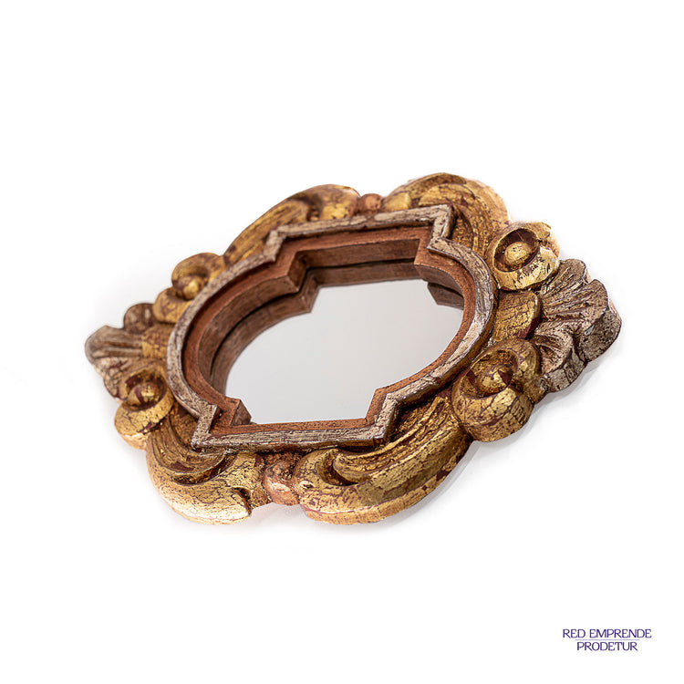 Espejo laminado con esquinas cuadradas, color café