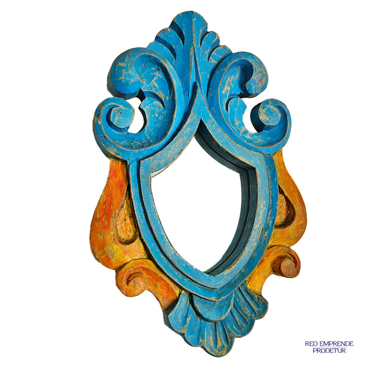 Espejo Azul con Dorado Pequeño