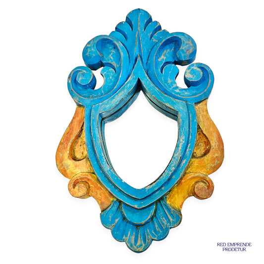 Espejo Azul con Dorado Pequeño