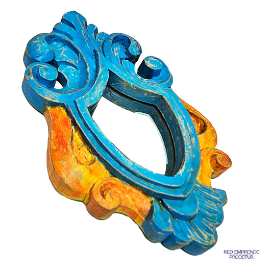 Espejo Azul con Dorado Pequeño