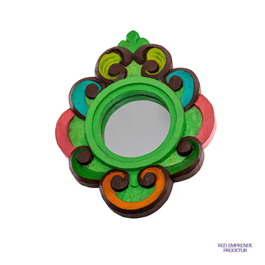 Espejo circular verde con café