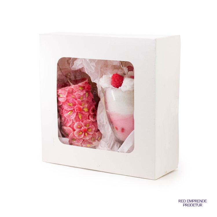 Juego de Velas Milkshake y Flores