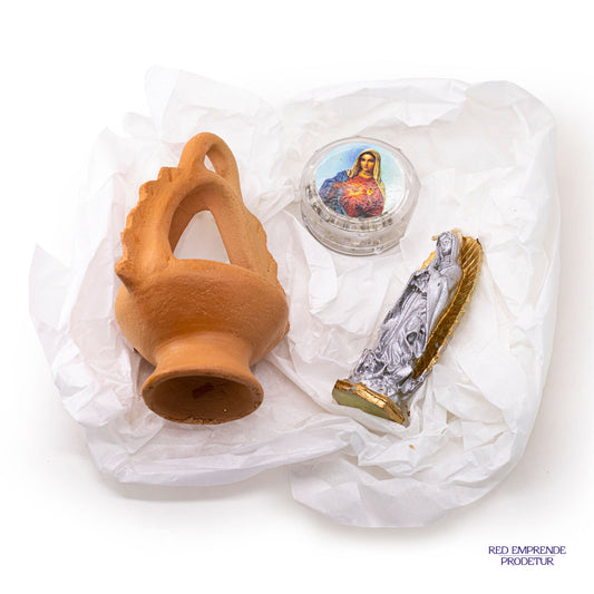 Juego de Vela en forma Virgen María con Incensario y Rosario