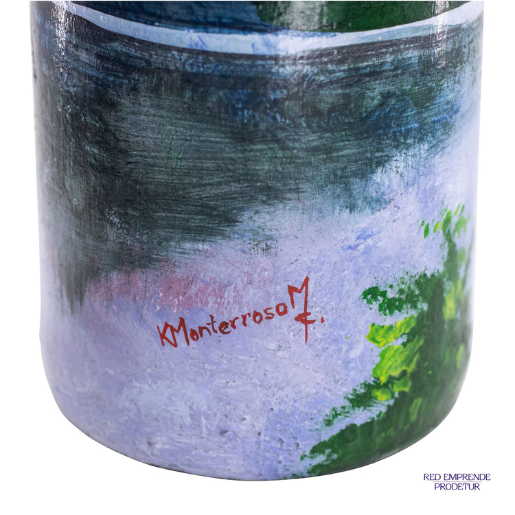 Botella pintada a mano