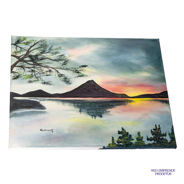 Cuadro pintura al oleo Atitlán