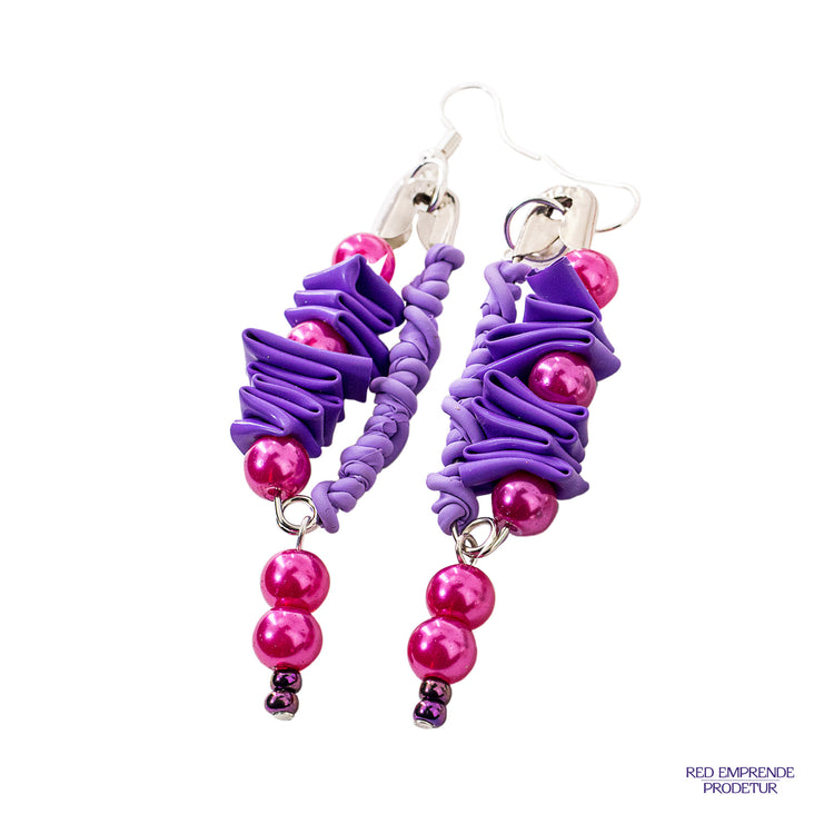 Aretes morado y fuscia