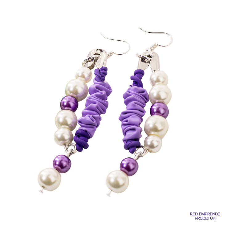 Aretes perla y morado