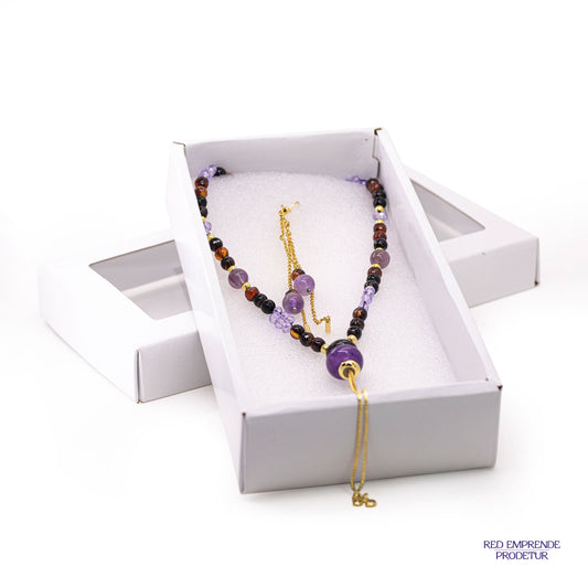 Juego de collar y aretes de Ágata y Amatista