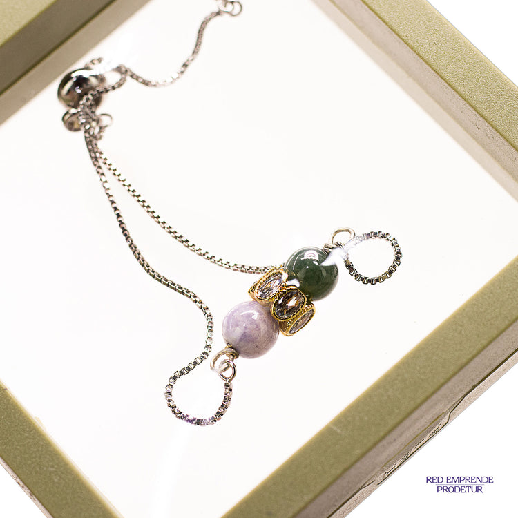 Pulsera con esferas de Jade verde y Jade Lila