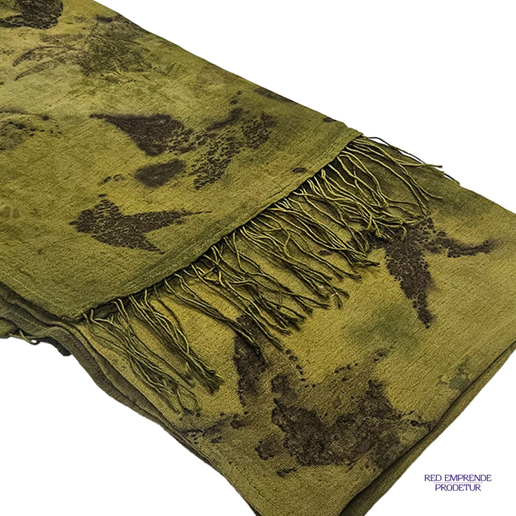 Pashmina teñida natural color verde oscuro