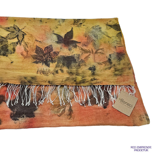 Pashmina teñida natural color naranja y amarillo